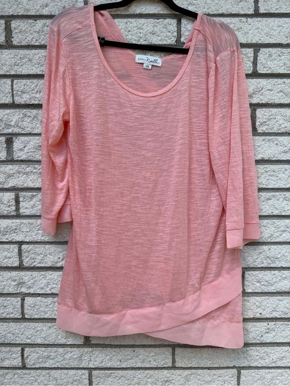 Simply Noelle Pink Slub Scoop Neck Long Sleeve Top
